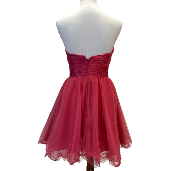 Formal Strapless Mini Dress Small Homecoming Retro Dress Fit n Flair Hot Pink - Picture 14 of 17